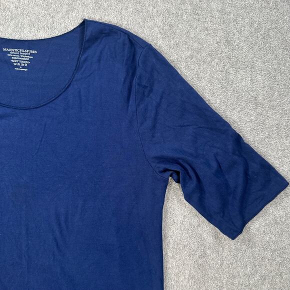 Majestic Filatures Deluxe Tee Shirt Short Sleeve Women's 4 Navy Blue Soft Touch - Picture 2 of 6